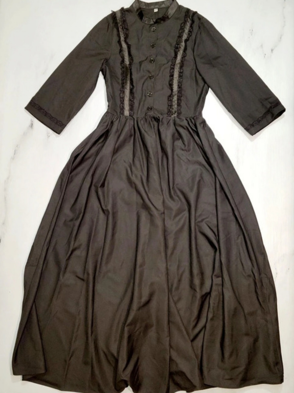 NWOT Black Gothic Victorian Prairie Dress Lace Velvet Trim Costume Women XS